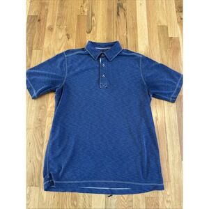 Johnston & Murphy Vintage Slub Polo Shirt Mens Medium Blue Golf Preppy‎ Office